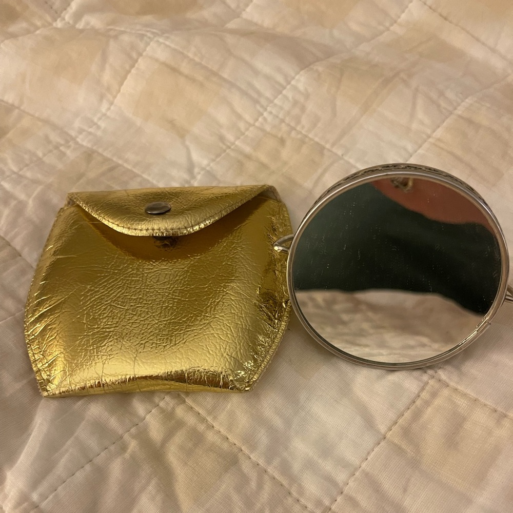 Vintage mini stand up mirror with case